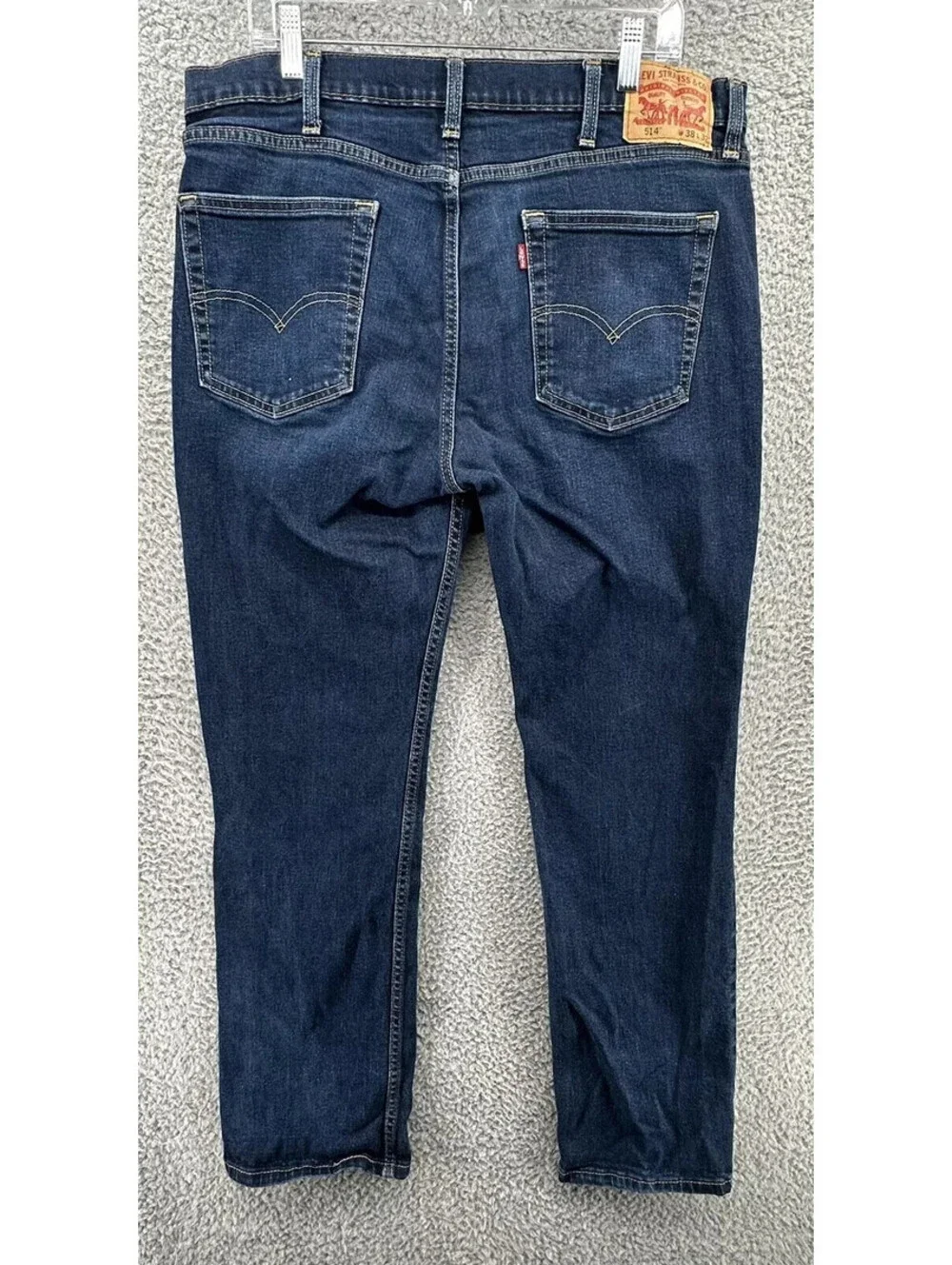 Levis 514 Mens Classic Straight Stretch Fit Jeans Size 38 X 32 Dark Wash